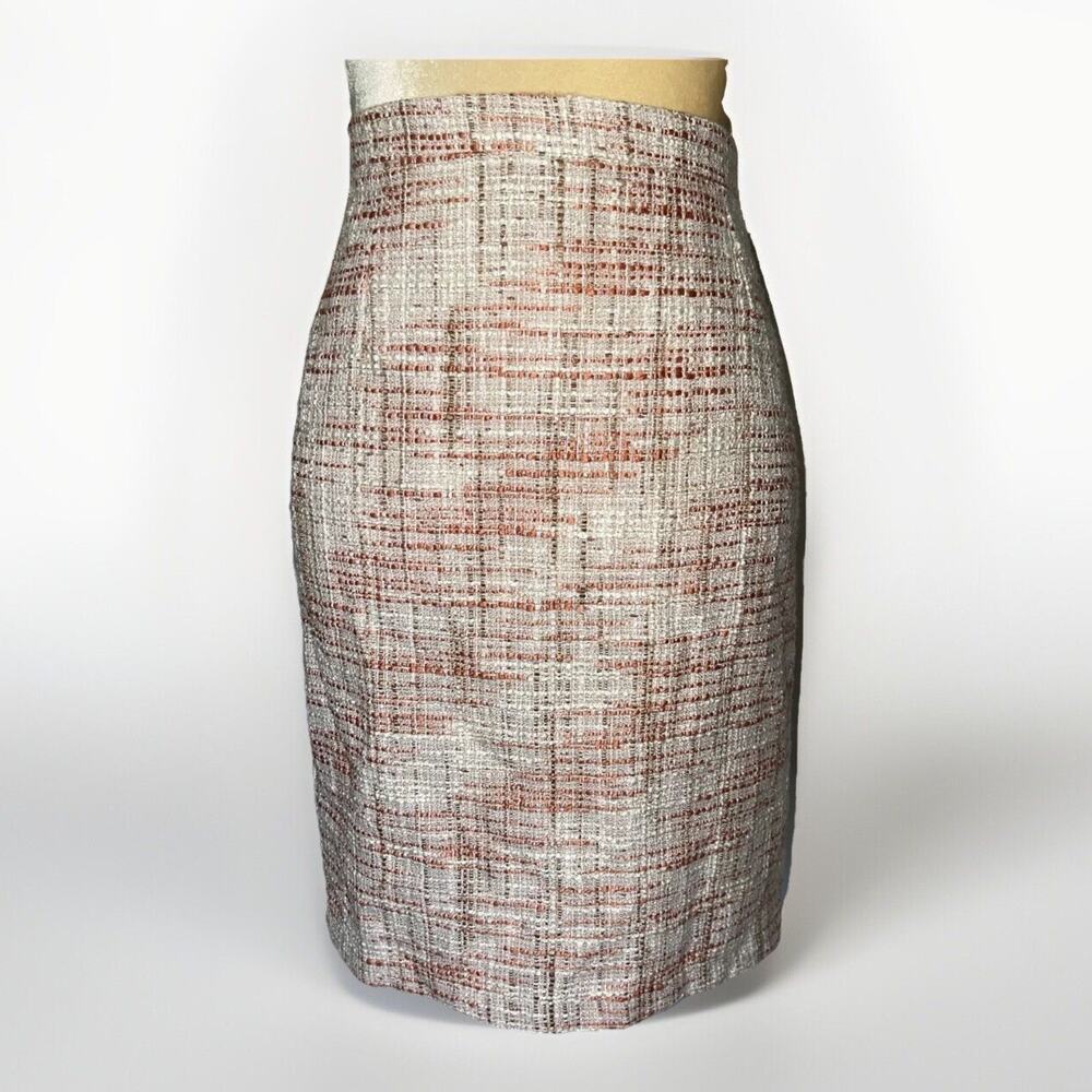 Cynthia Rowley Peach/white High Waist Tweed Skirt Size 10
